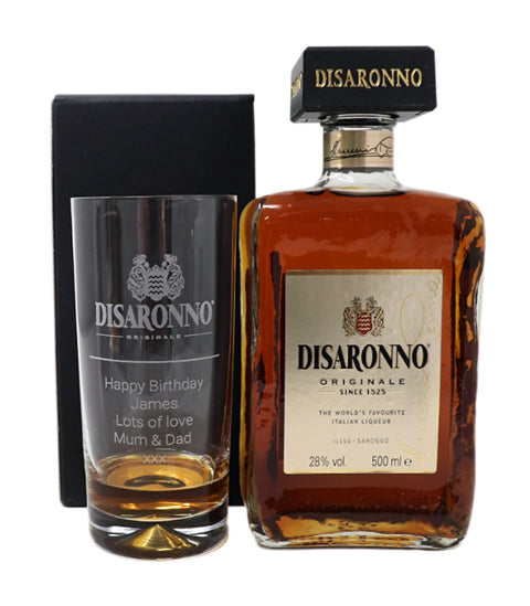 Personalised Highball Glass & 50cl Disaronno - Label Design