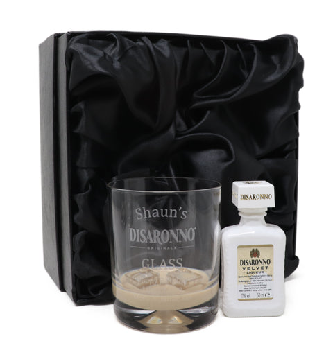 Personalised Glass Tumbler & Miniature - Disaronno Design