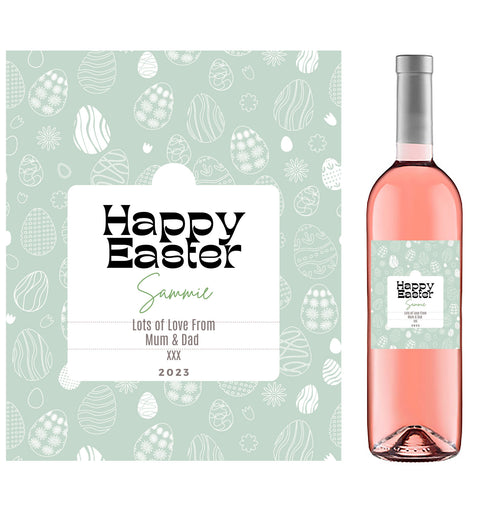 Personalised Wine Bottle Label - Easter Eggs Design