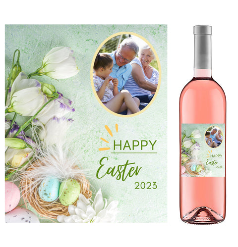 Personalised Wine Bottle Label - Easter Photo Design
