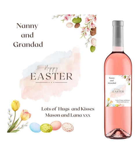 Personalised Wine Bottle Label - Easter Tulips Design
