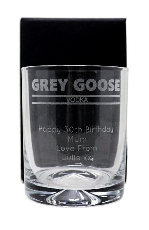 Personalised Glass Tumbler - Grey Goose Banner Design