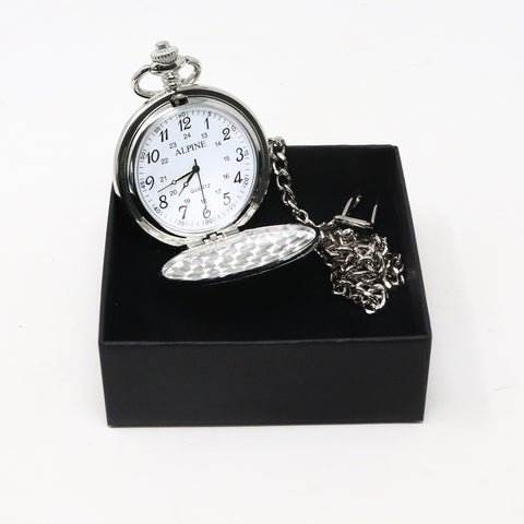 Personalised Silver Pocket Watch - Groom Wedding Design