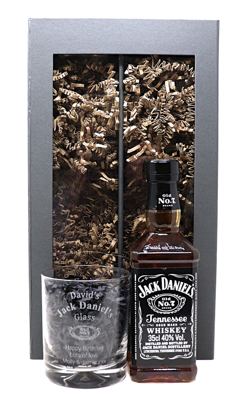 Personalised Glass Tumbler & 35cl Jack Daniels - Jack Daniels Design