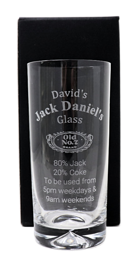 Personalised Highball Glass & Miniature - Jack Daniels % Design
