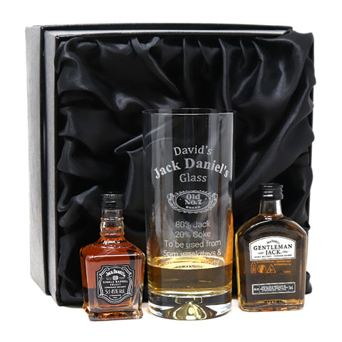 Personalised Highball Glass & Miniature - Jack Daniels % Design