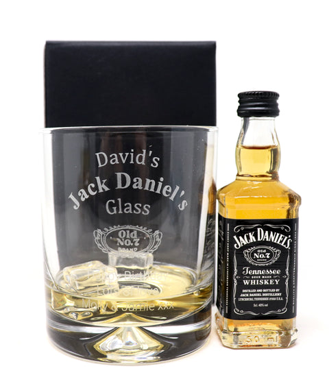 Personalised Glass Tumbler & Miniature - Jack Daniels Design