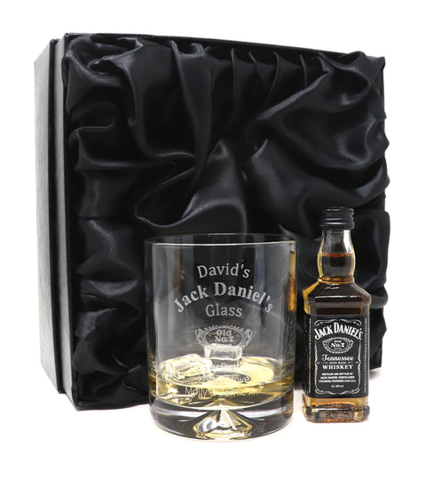 Personalised Glass Tumbler & Miniature - Jack Daniels Design