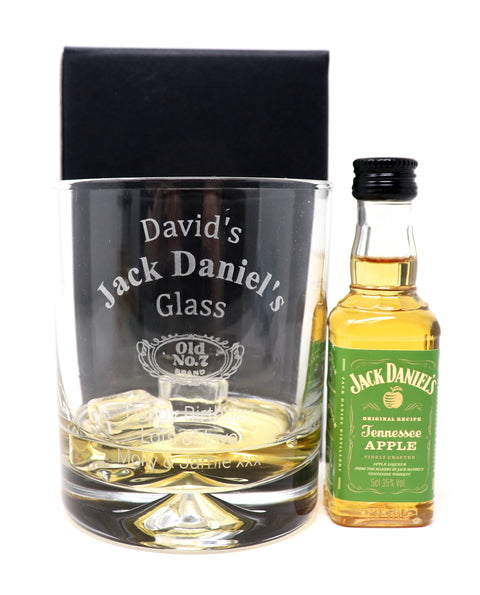 Personalised Glass Tumbler & Miniature - Jack Daniels Design