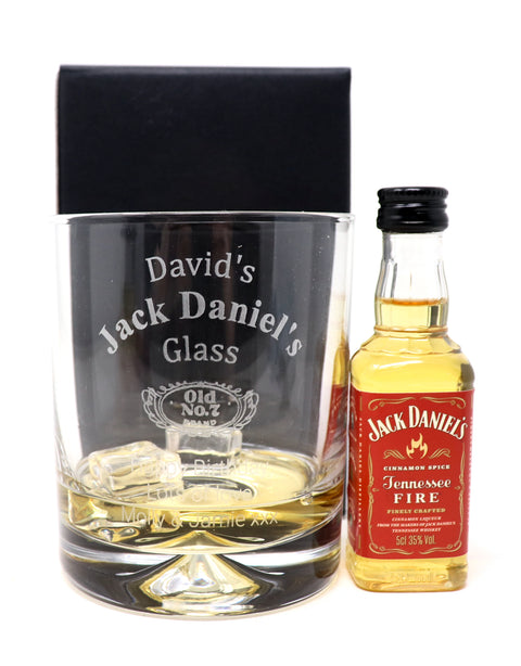 Personalised Glass Tumbler & Miniature - Jack Daniels Design