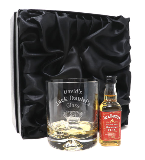 Personalised Glass Tumbler & Miniature - Jack Daniels Design