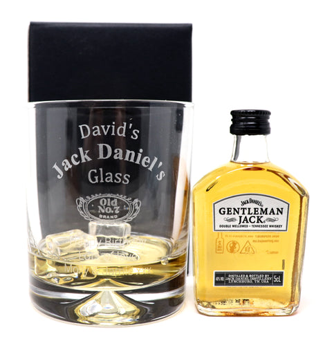 Personalised Glass Tumbler & Miniature - Jack Daniels Design