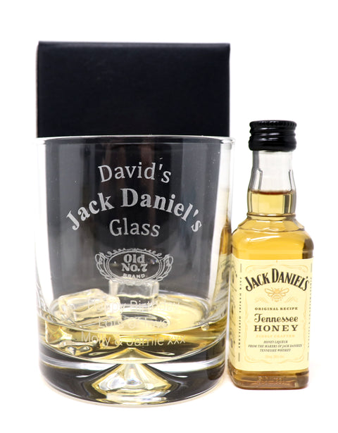 Personalised Glass Tumbler & Miniature - Jack Daniels Design