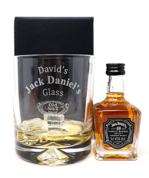Personalised Glass Tumbler & Miniature - Jack Daniels Design