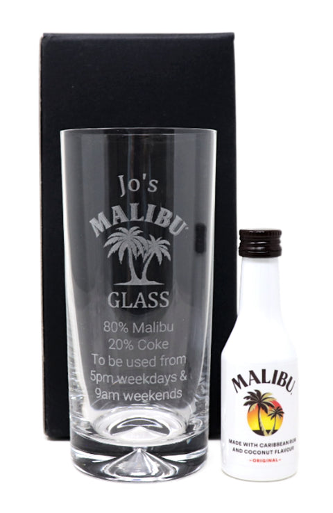 Personalised Highball Glass & Miniature - Malibu % Design