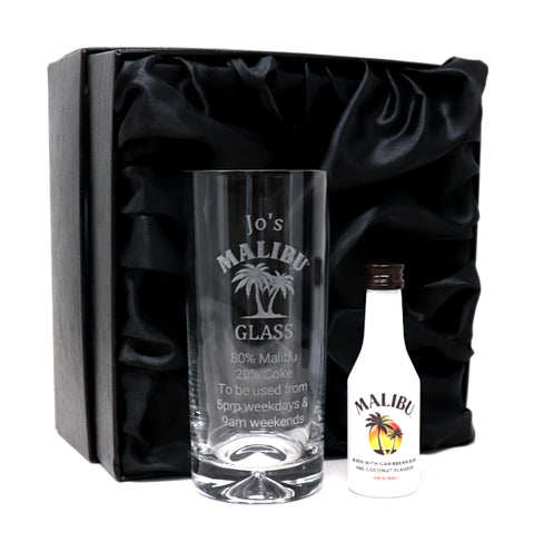 Personalised Highball Glass & Miniature - Malibu % Design