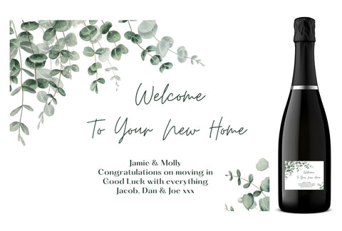 Personalised Prosecco Bottle Label - New Home Leaves Design