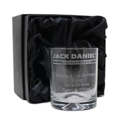 Personalised Glass Tumbler - Jack Daniels Banner Design