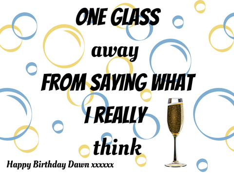 Personalised Prosecco Bottle Label - One Glass Away Design