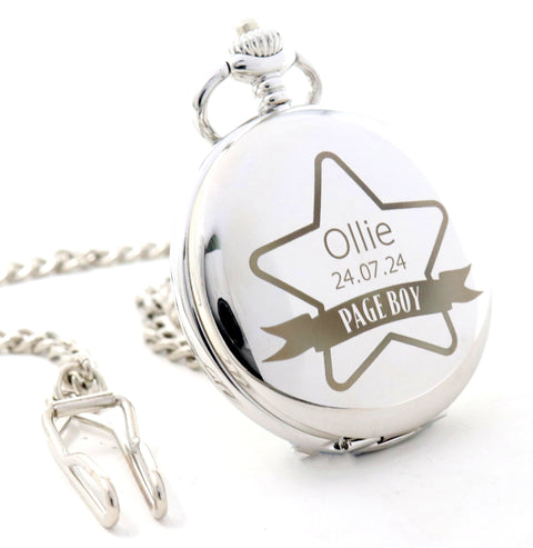 Personalised Silver Pocket Watch - Page Boy Wedding Design