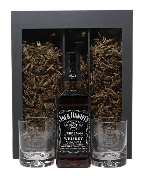 Personalised Pair of Glass Tumblers & 70cl Jack Daniels - Jack Daniels Design