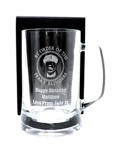 Personalised Pint Glass Tankard - Peaky Blinders Design