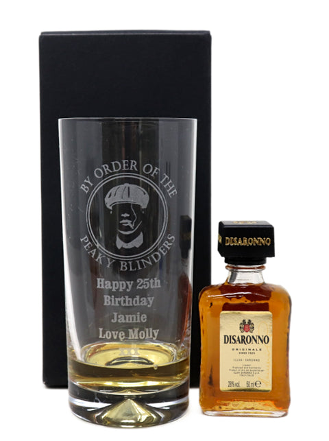Personalised Highball Glass & Miniature - Peaky Blinders Design