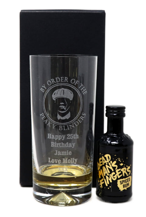 Personalised Highball Glass & Miniature - Peaky Blinders Design