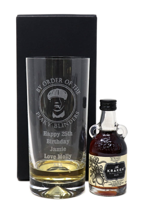 Personalised Highball Glass & Miniature - Peaky Blinders Design
