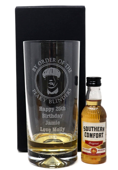 Personalised Highball Glass & Miniature - Peaky Blinders Design