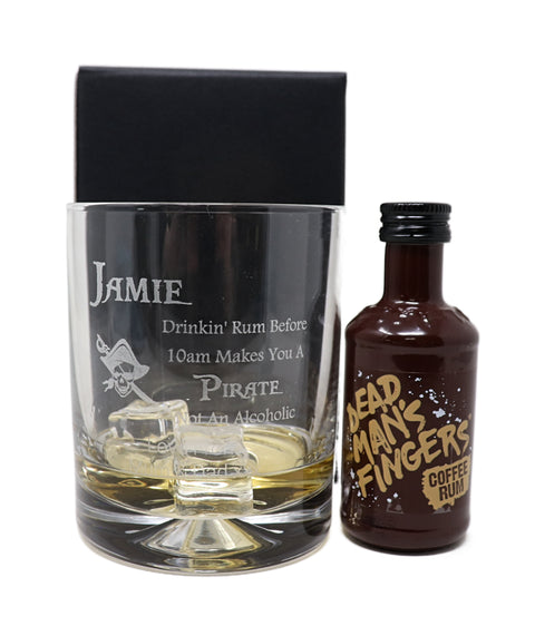 Personalised Pirate Rum Glass Tumbler & Miniature Rum Gift Set