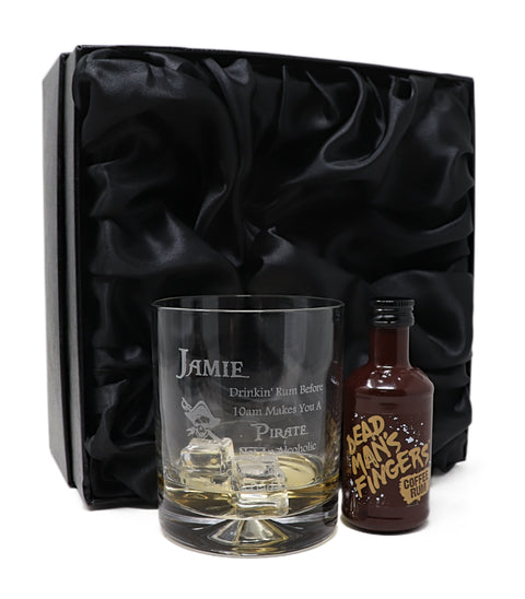 Personalised Glass Tumbler & Miniature - Pirate Rum Design