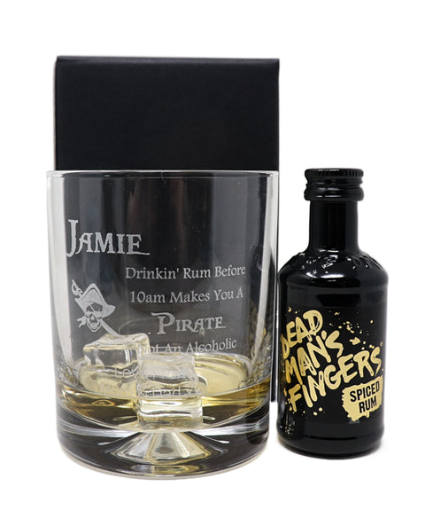 Personalised Glass Tumbler & Miniature - Pirate Rum Design