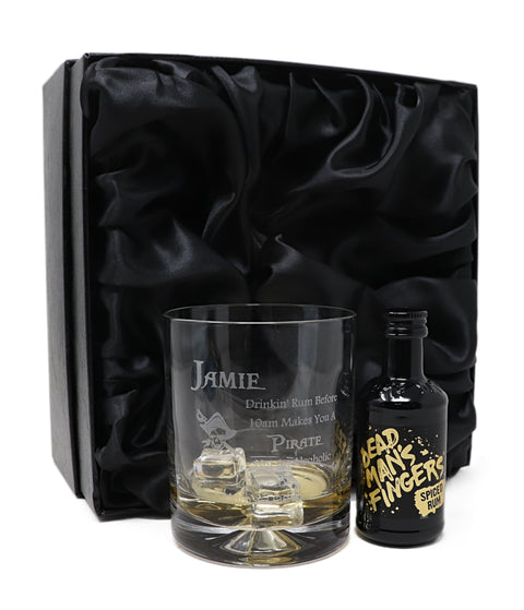 Personalised Pirate Rum Glass Tumbler & Miniature Rum Gift Set