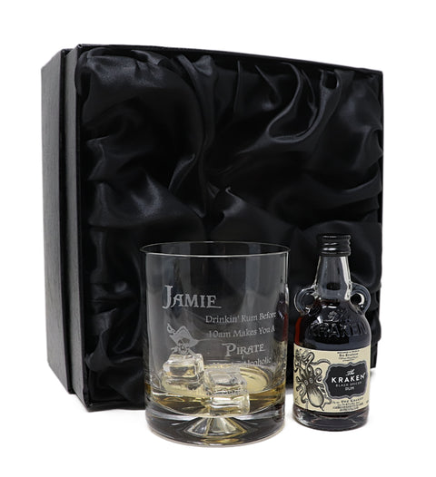 Personalised Pirate Rum Glass Tumbler & Miniature Rum Gift Set