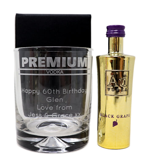 Personalised Glass Tumbler & Miniature - Premium Vodka Banner Design