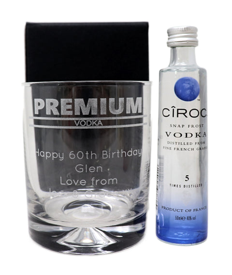 Personalised Glass Tumbler & Miniature - Premium Vodka Banner Design