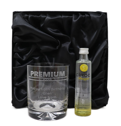 Personalised Glass Tumbler & Miniature - Premium Vodka Banner Design