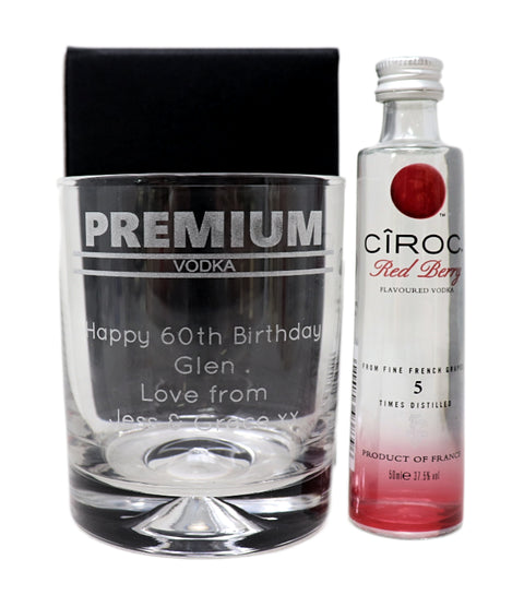 Personalised Glass Tumbler & Miniature - Premium Vodka Banner Design