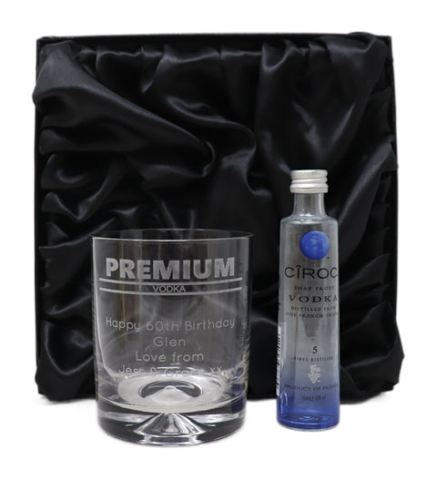 Personalised Glass Tumbler & Miniature - Premium Vodka Banner Design