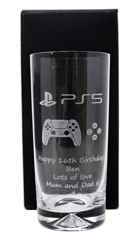 Personalised Highball Glass Gaming Gift Set - PlayStation 5 Design