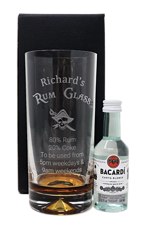 Personalised Rum % Highball Glass & Miniature Rum Gift Set