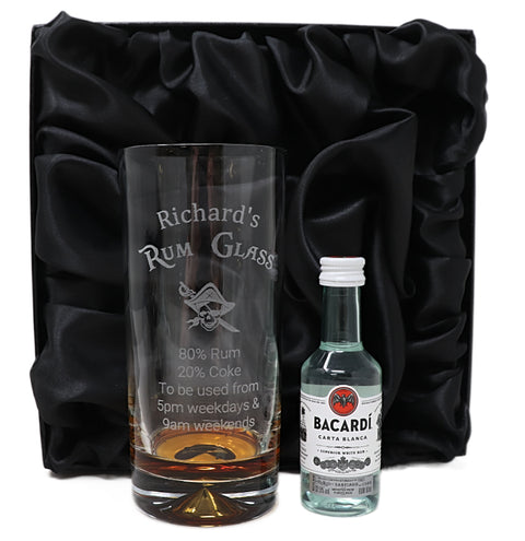Personalised Rum % Highball Glass & Miniature Rum Gift Set