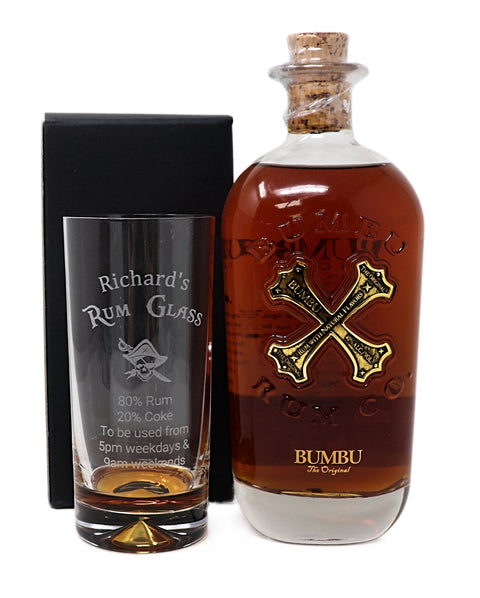 Personalised Highball Glass & 70cl Bumbu - Rum % Design