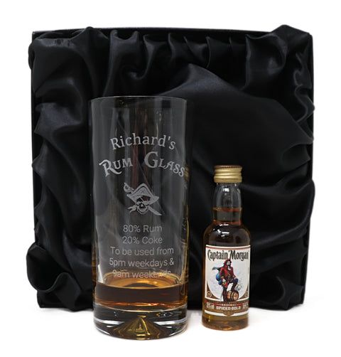 Personalised Rum % Highball Glass & Miniature Rum Gift Set