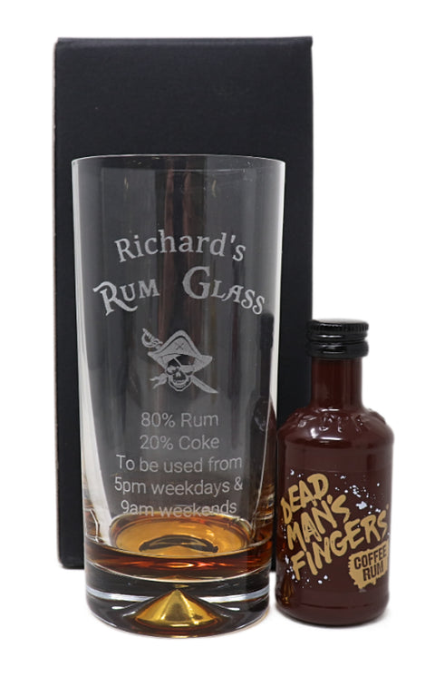 Personalised Highball Glass & Miniature - Rum % Design