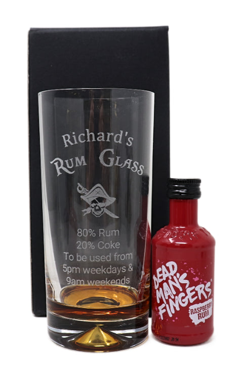 Personalised Highball Glass & Miniature - Rum % Design