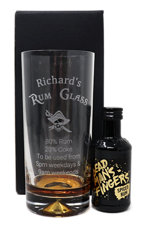 Personalised Rum % Highball Glass & Miniature Rum Gift Set