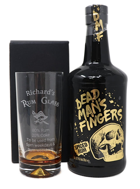 Personalised Highball Glass & 70cl Dead Man's Fingers Spiced - Rum % Design