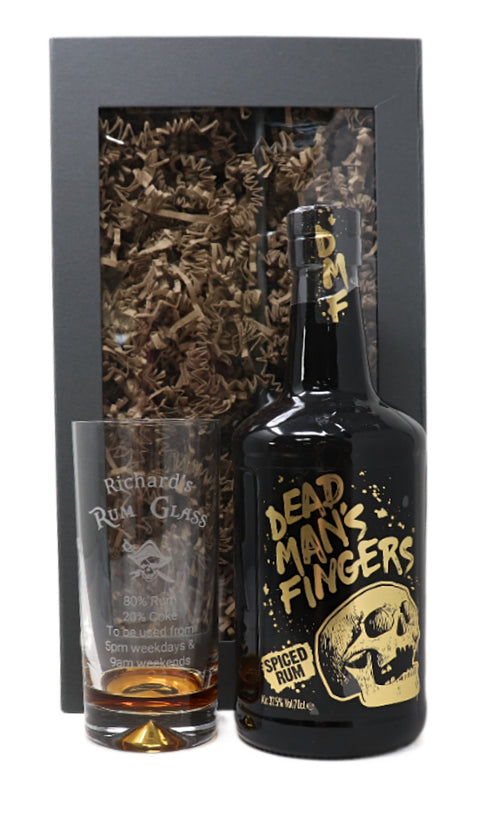 Personalised Highball Glass & 70cl Dead Man's Fingers Spiced - Rum % Design